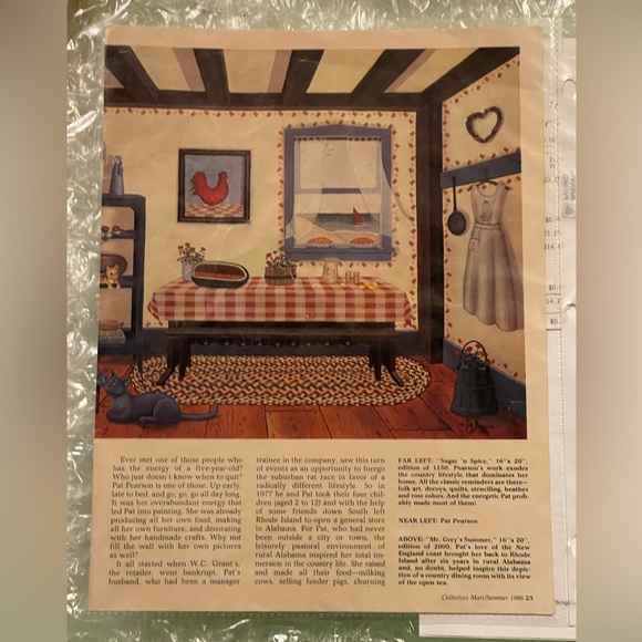 “Girl with Doll” by Pat Pearson - vintage folk art, Americana, canvas art - Picture 8 of 9